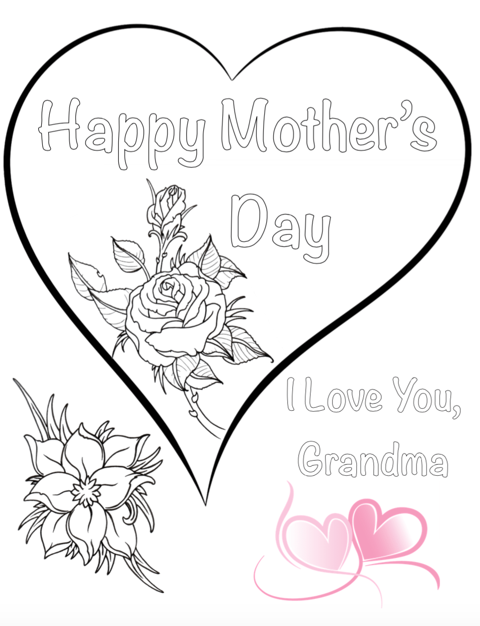 Free Printable Mother's Day Coloring Pages 4 different designs