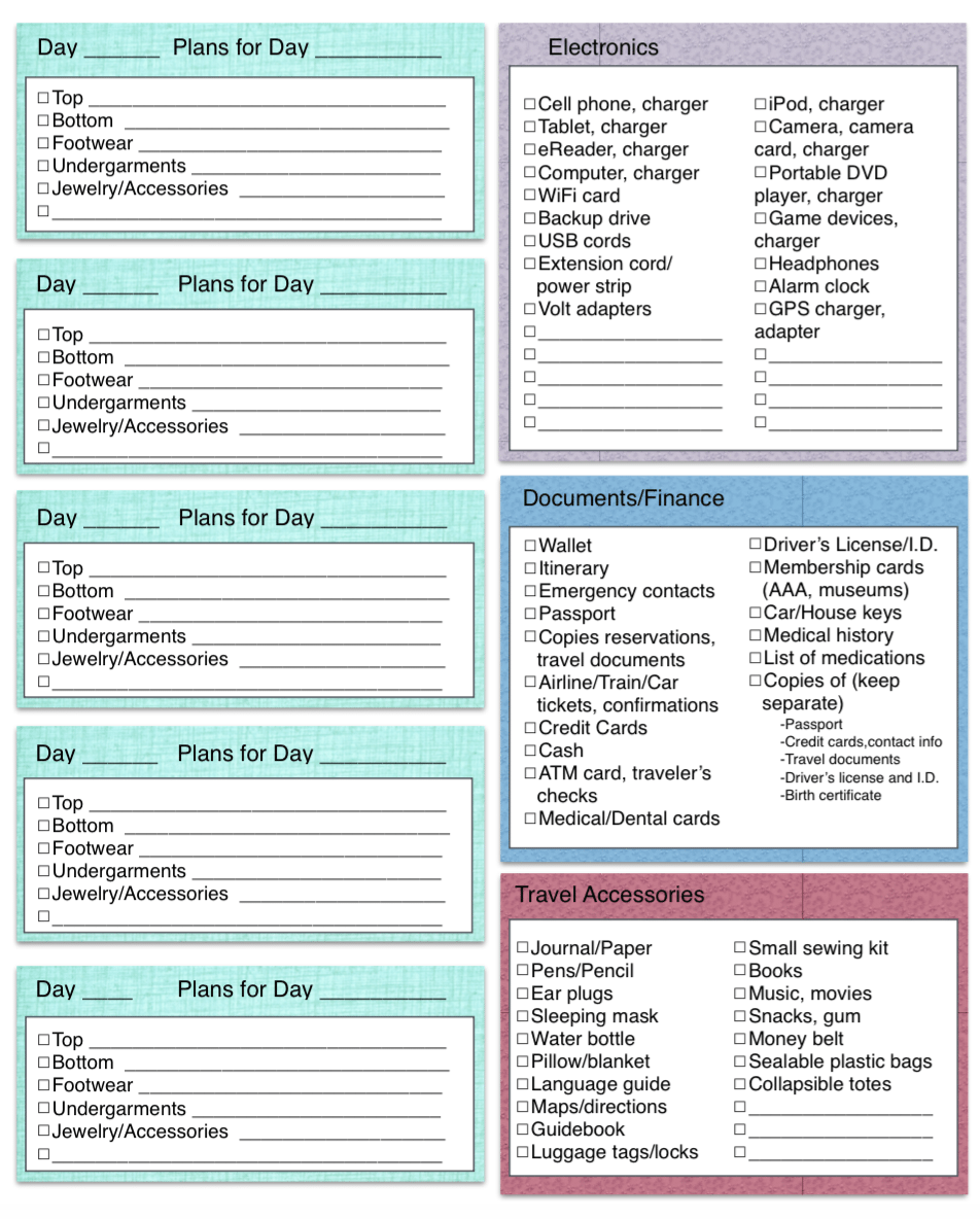 Free Printable: Master Vacation Packing List and Clothing Planner ~ The ...