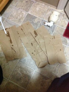 Removing Scentsy Textured Wall_3 Hot iron and brown paper bag. Slight improvement was my final result.