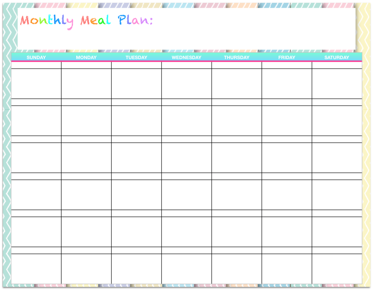 Free Templates: Monthly Menu Planners