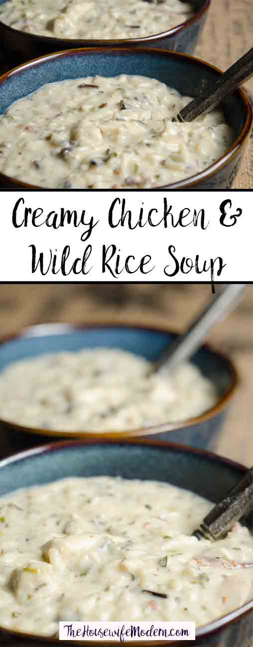 Creamy Chicken and Wild Rice Soup. The most delicious soup you’ll ever eat. Thick, creamy, comforting soup your family will love.