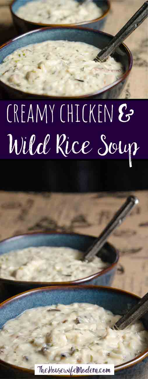Creamy Chicken and Wild Rice Soup. The most delicious soup you’ll ever eat. Thick, creamy, comforting soup your family will love.