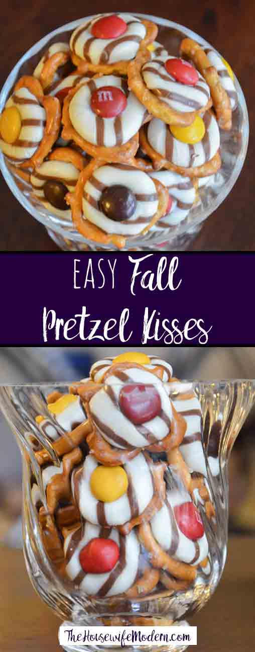 Easy Fall Pretzel Kisses. Ridiculously easy appetizer or snack, but looks fancy enough for a party. Salty & sweet, and delicious.