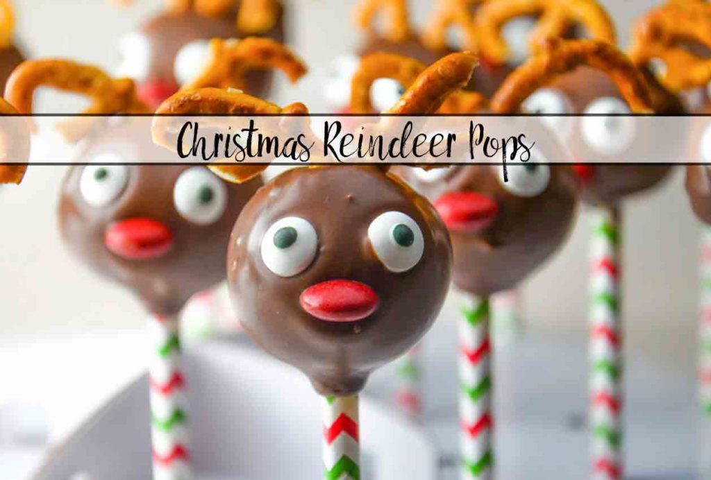 Fabulous Christmas Reindeer Pops. Delicious strawberry cake and white chocolate cream cheese frosting, specially decorated for the holidays.