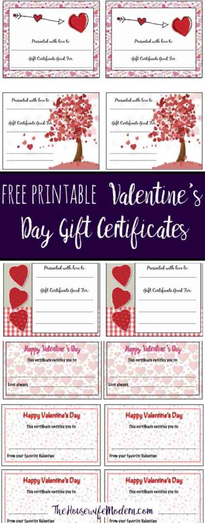 Pin image for free printable Valentine's Day gift certificate