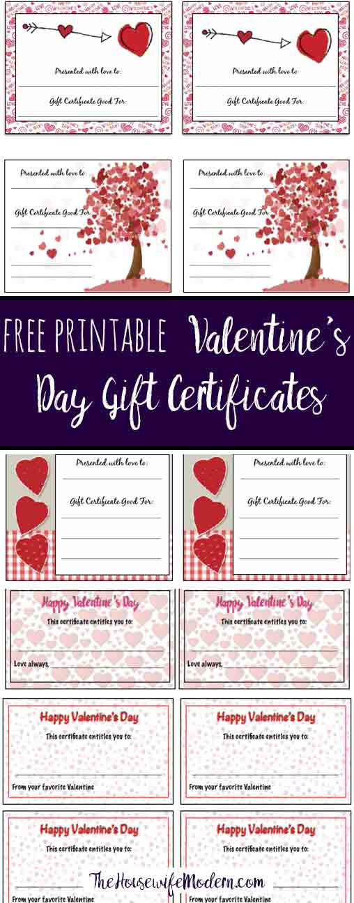 Free Printable Valentine's Day Gift Certificates 5 Designs