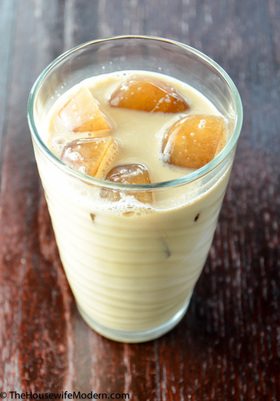 My favorite is simply mixing cold coffee, coffee cubes, French Vanilla creamer, and a dash of Splenda.