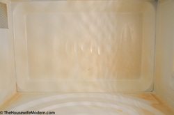 Before picture of the back of the microwave.