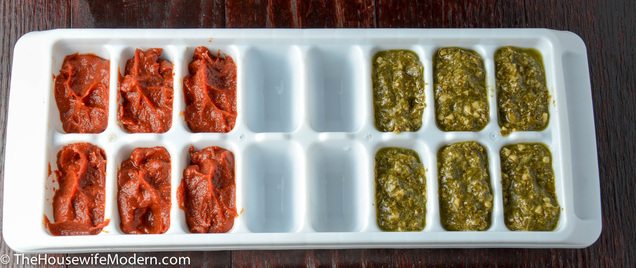Tomato paste & pesto.