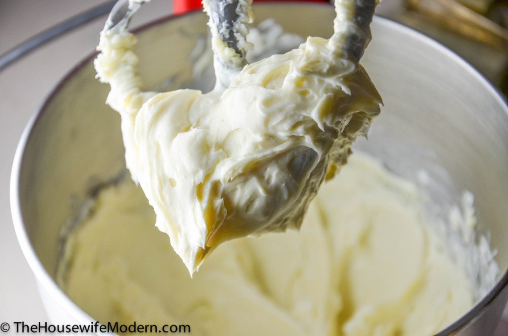 Mix in sugar and salt and blend for 2 minutes, scraping down sides of the bowl as needed.