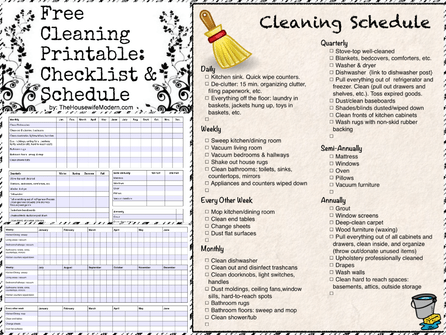2 Free Printables: Cleaning Checklist and Schedule. Everything from weekly to annual tasks. Stay organized.
