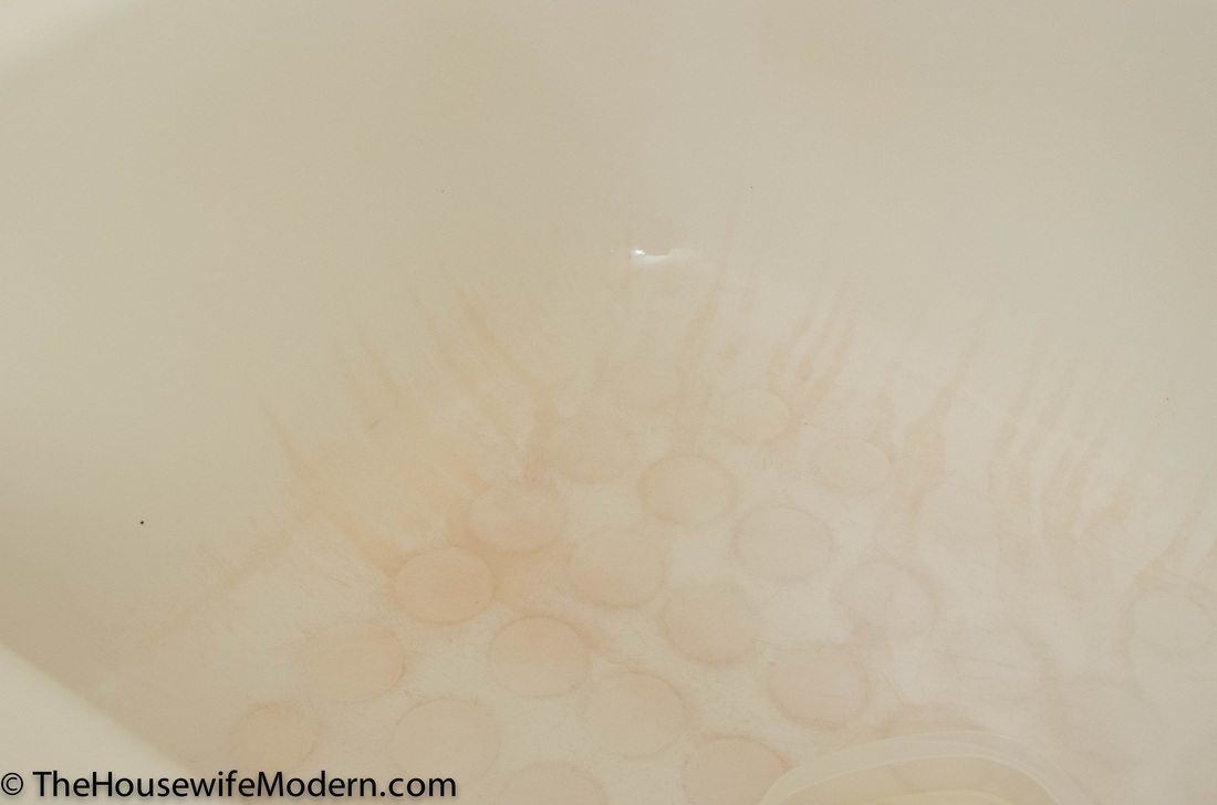 Bathtub Stain_before3 Bathtub bottom AFTER scrubbing. As I said, this stuff was impossible to remove.