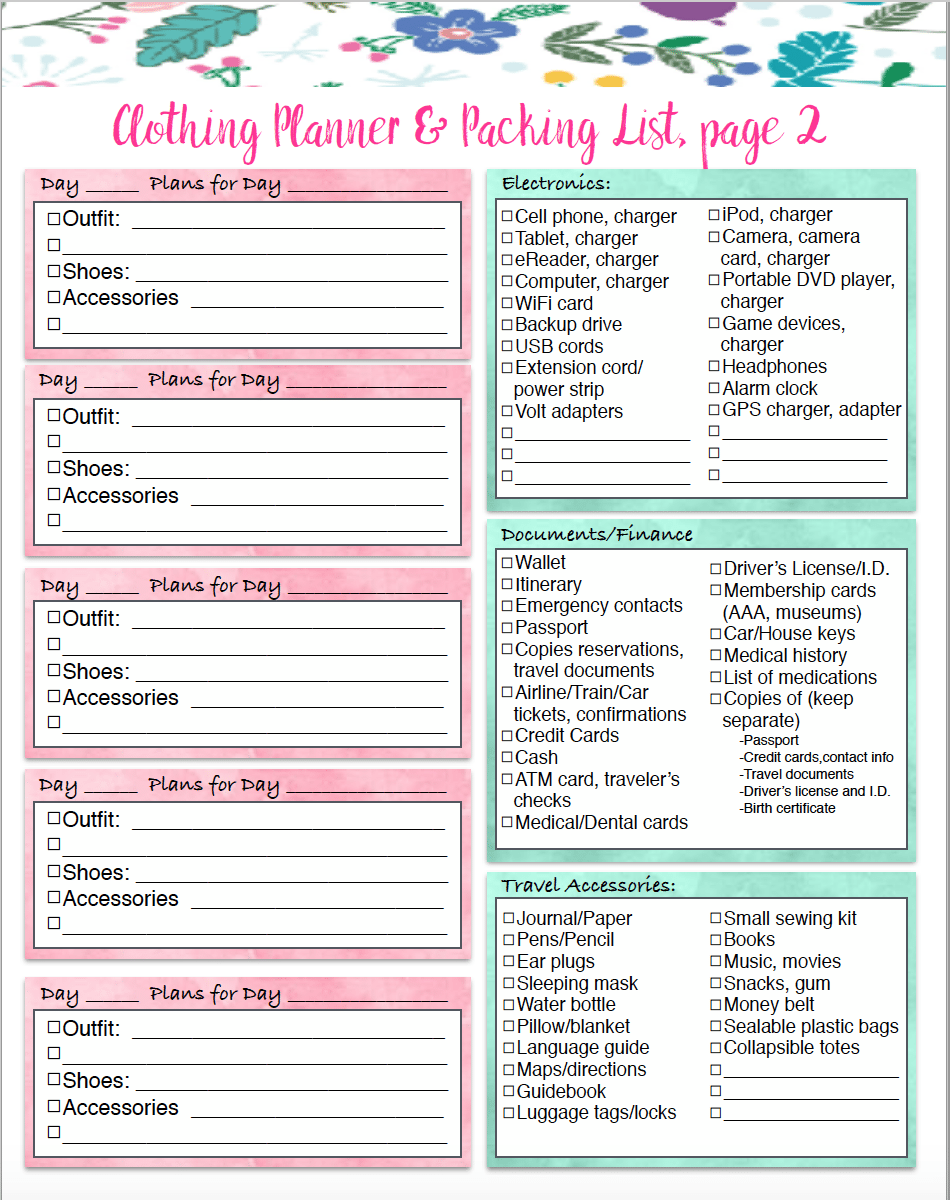 travel packing planner