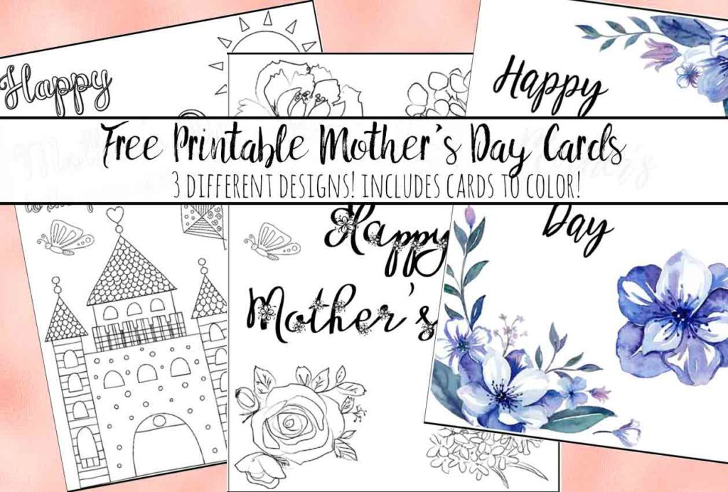 Free Printable Mother's Day Cards. 3 different designs…some you can color! Color and give a personalized card she can’t get anywhere else.