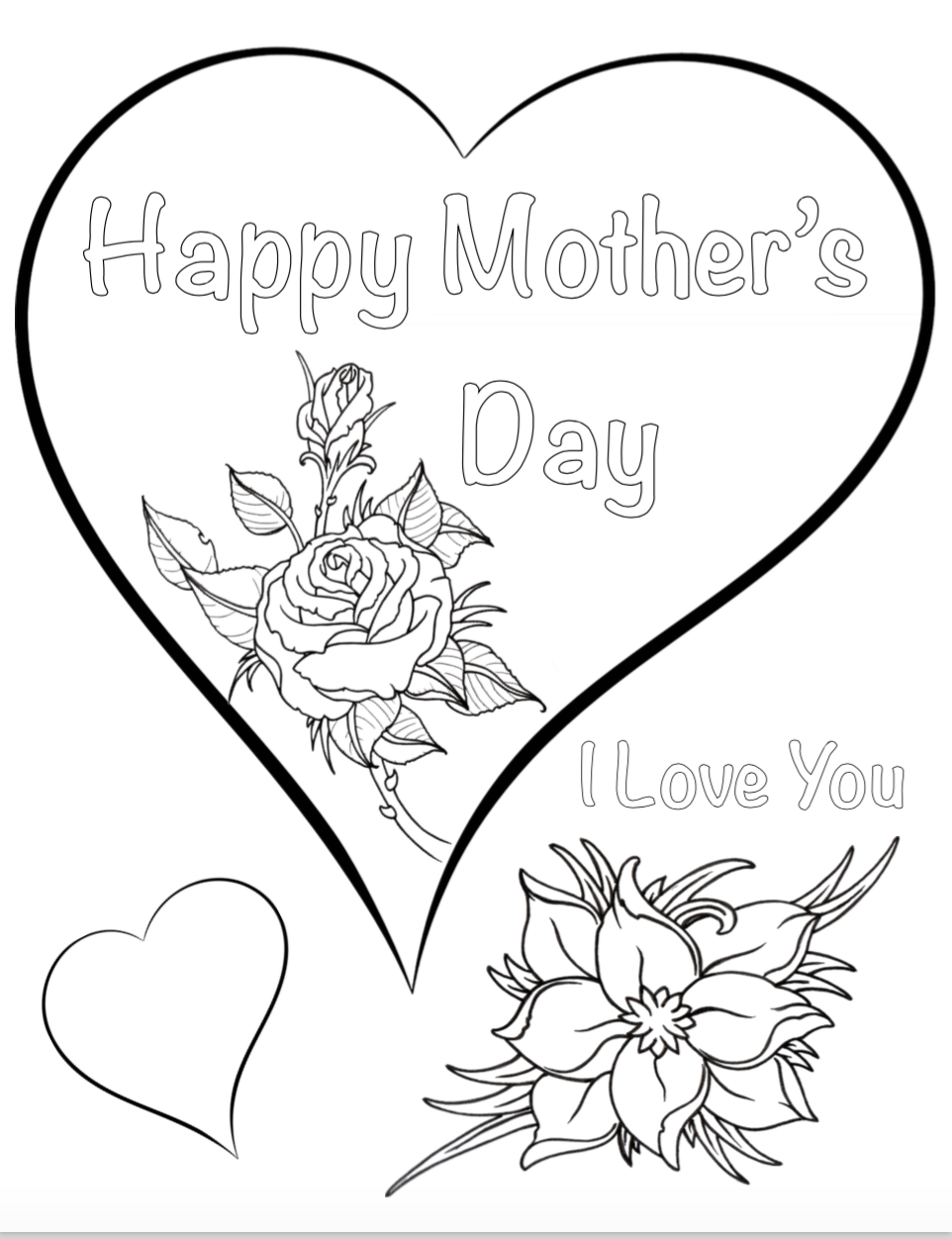 Free Printable Mother's Day Coloring Pages: 4 different designs