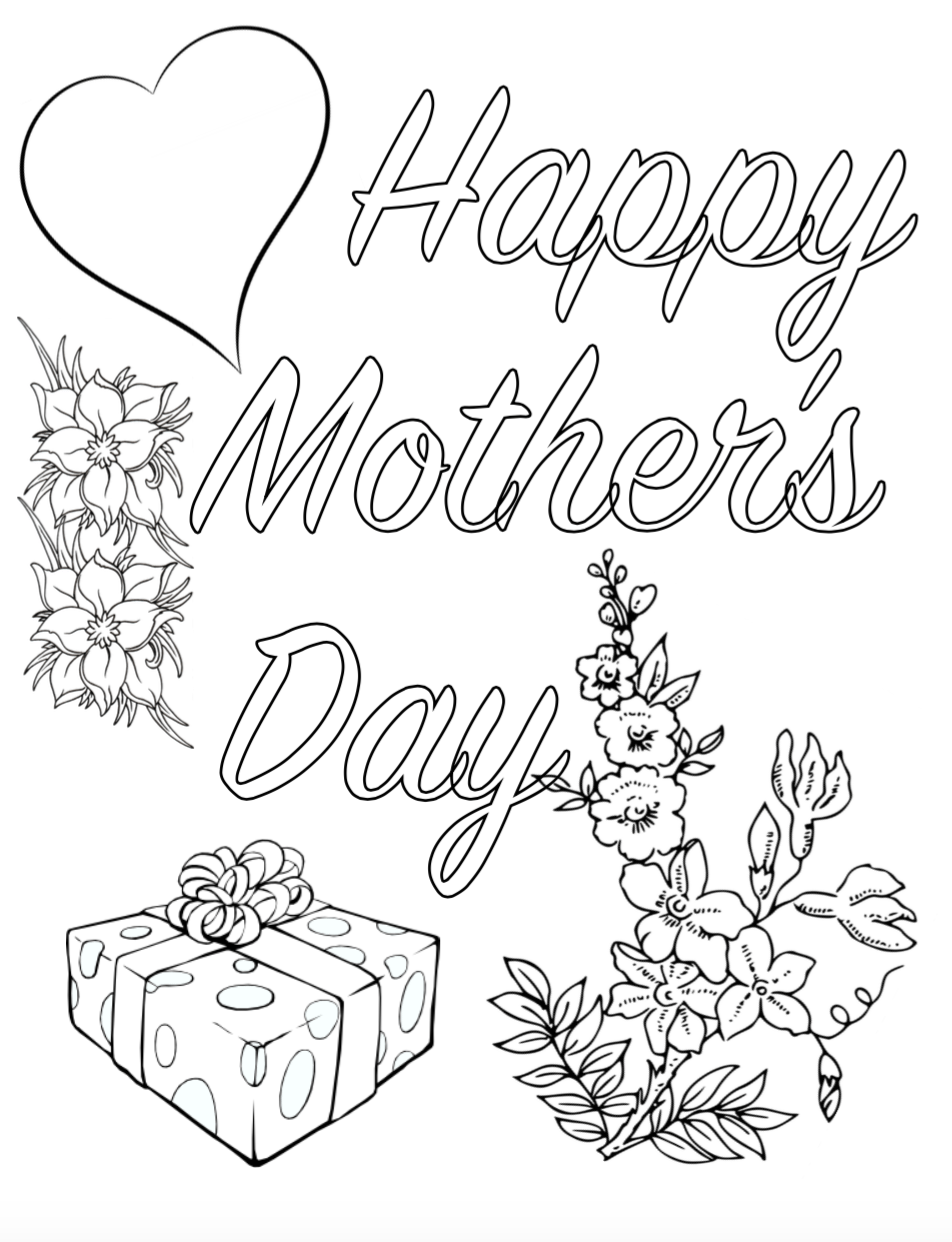 Free Printable Mother #39 s Day Coloring Pages: 4 different designs
