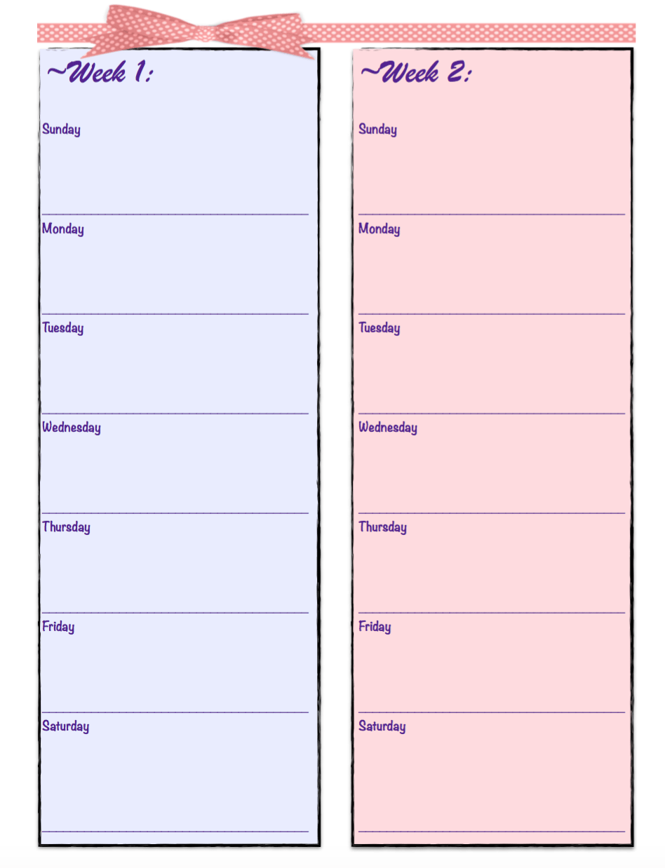 two week meal planner