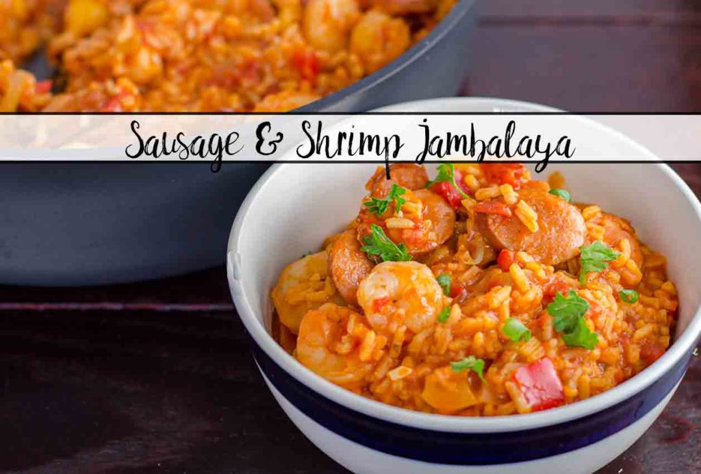 Smoked Sausage & Shrimp Jambalaya (with authentic homemade seasoning). Classic Creole, easy to make.