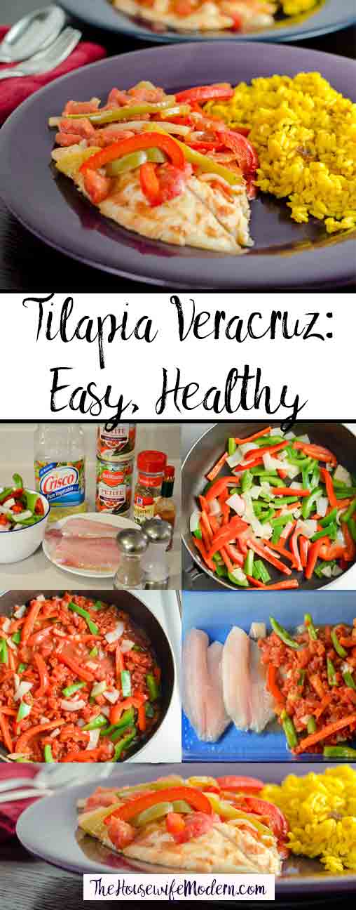 Tilapia Veracruz: Healthy, Easy, Delicious. Under 1,000 calories for the ENTIRE DISH. Mexican tilapia recipe: Pescado a la Veracruzana.