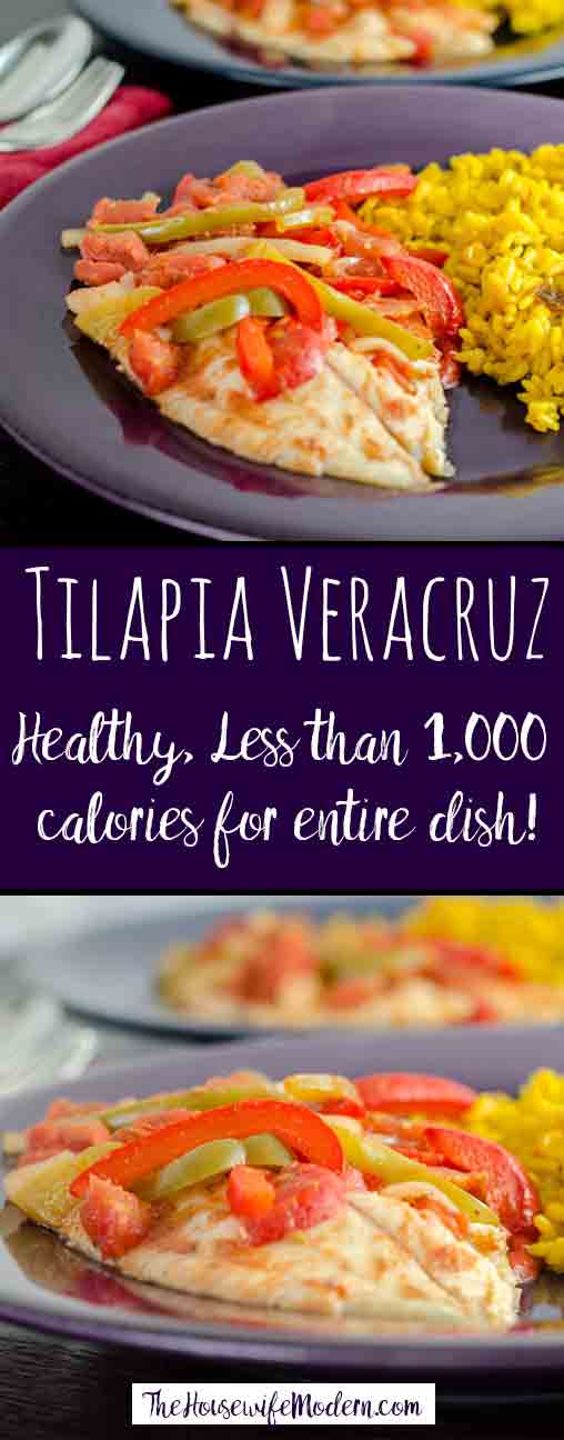 Tilapia Veracruz: Healthy, Easy, Delicious. Under 1,000 calories for the ENTIRE DISH. Mexican tilapia recipe: Pescado a la Veracruzana.