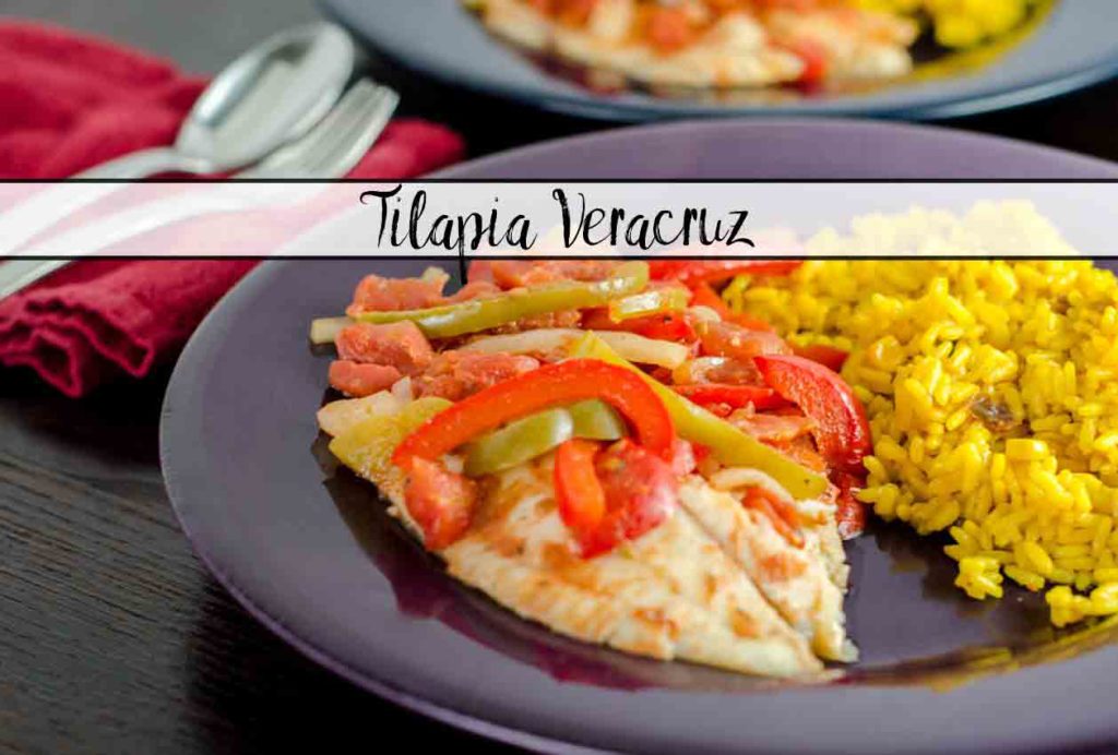 Tilapia Veracruz: Healthy, Easy, Delicious. Under 1,000 calories for the ENTIRE DISH. Mexican tilapia recipe: Pescado a la Veracruzana.