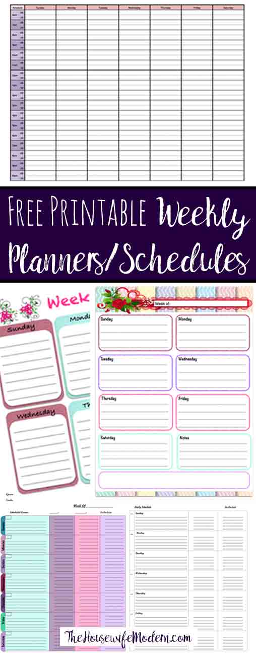 free printable weekly planners 5 designs