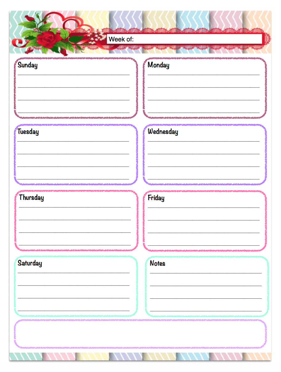 free printable weekly planners 5 designs