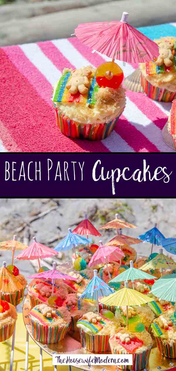 Beach Party Cupcakes: the cutest cupcakes you'll ever see at a party. Easy to make, tastes delicious, and look amazing!