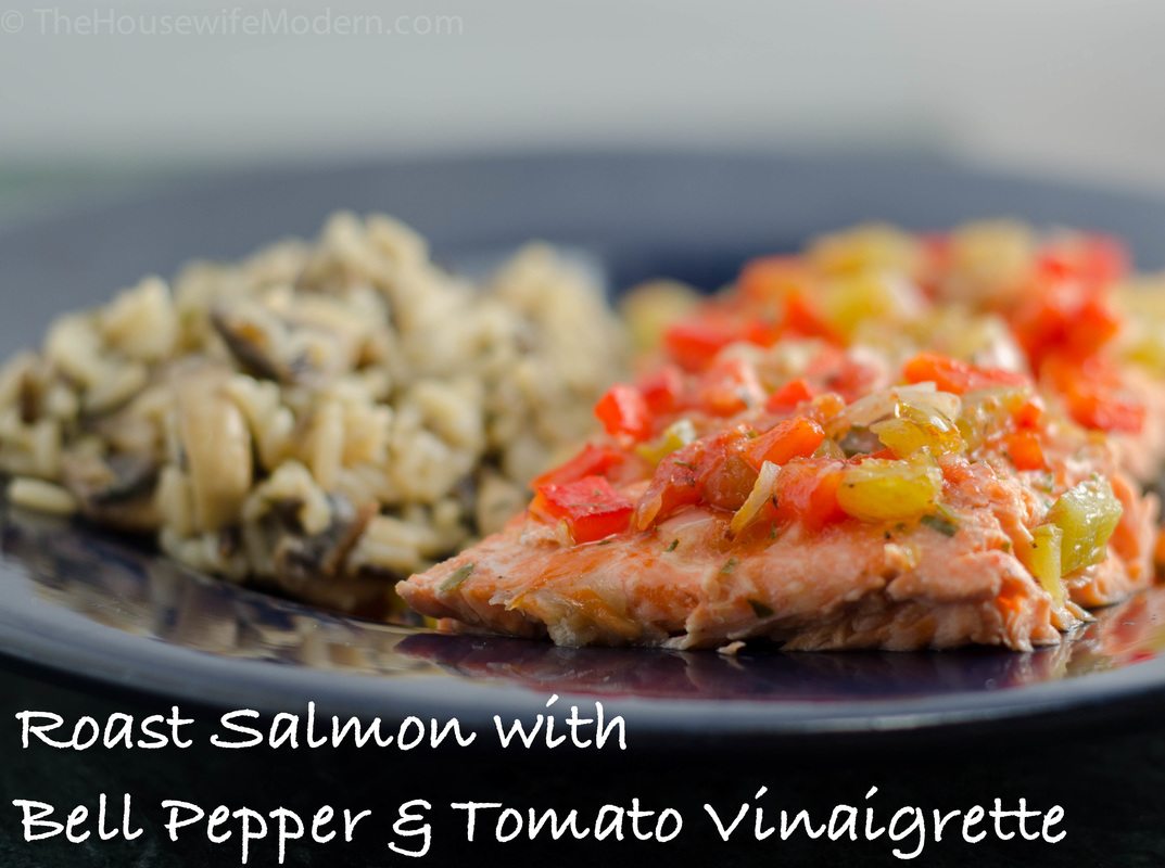 Roasted Salmon with Bell Pepper & Tomato Vinaigrette