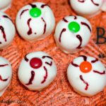 Irresistible Halloween Buck"eyes"- classic buckeyes with white chocolate and decorated just for Halloween.