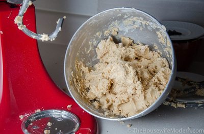 Mix the peanut butter, butter, and sugar together. Mixture will be crumbly (like PlayDough).