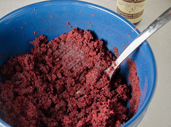 Spiders_prep3 Mix frosting and crumbled cake. This is the texture you are aiming for.