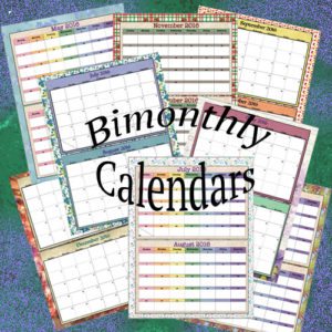 Bimonthly calendars for 2016, 2 designs. Links to more printables.