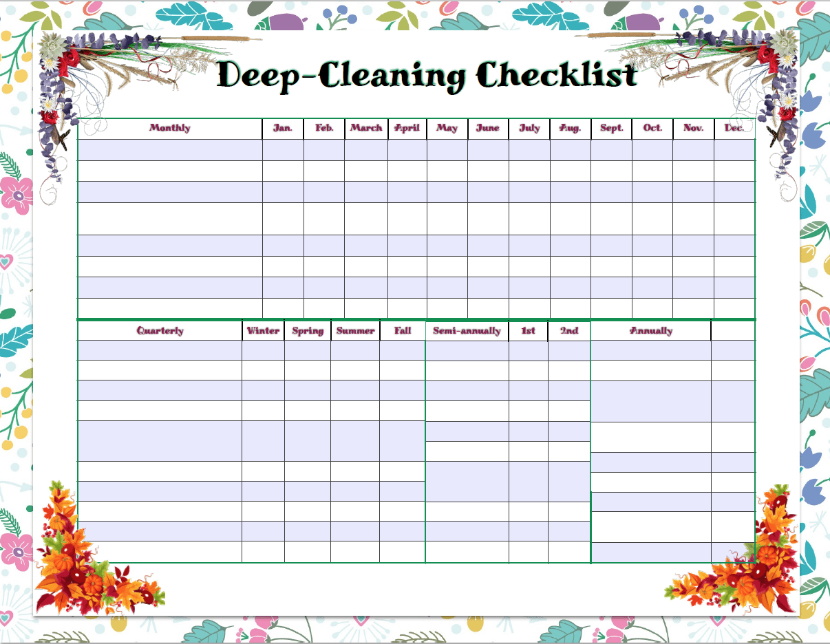 Free Printable Cleaning Schedule Weekly and DeepCleaning