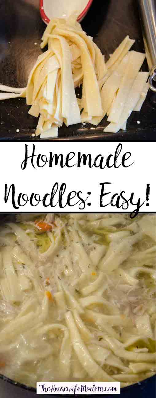 Noodles_pin Easy Homemade Noodles. 4 ingredients is all you need! Step-by-step pictures included. It's much easier than you think. Easier and cheaper than store-bought.