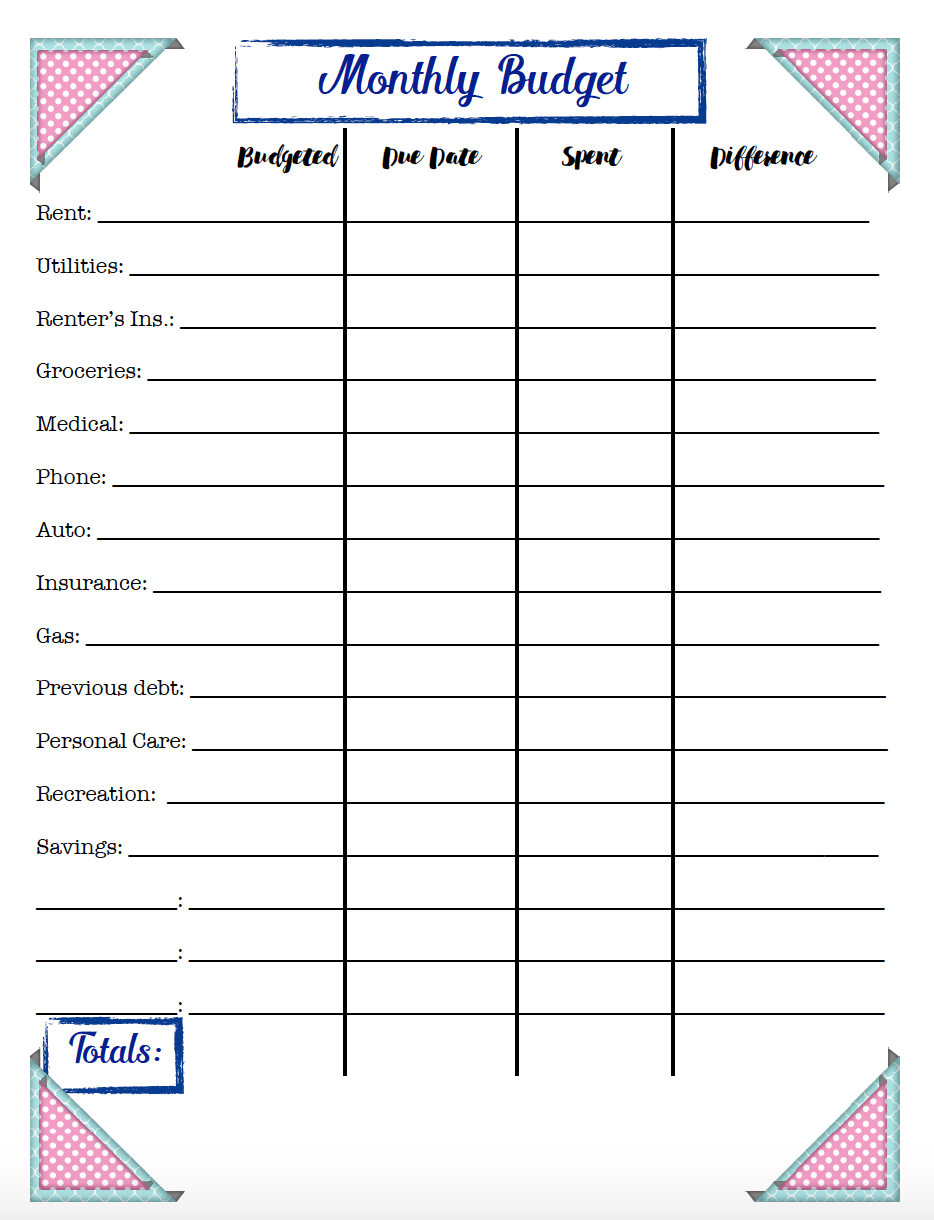 Free Monthly Budget Tracker Template