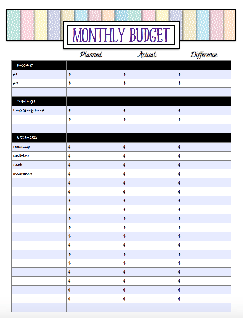 Free Budgeting Printables Expense Tracker Budget Goal Setting