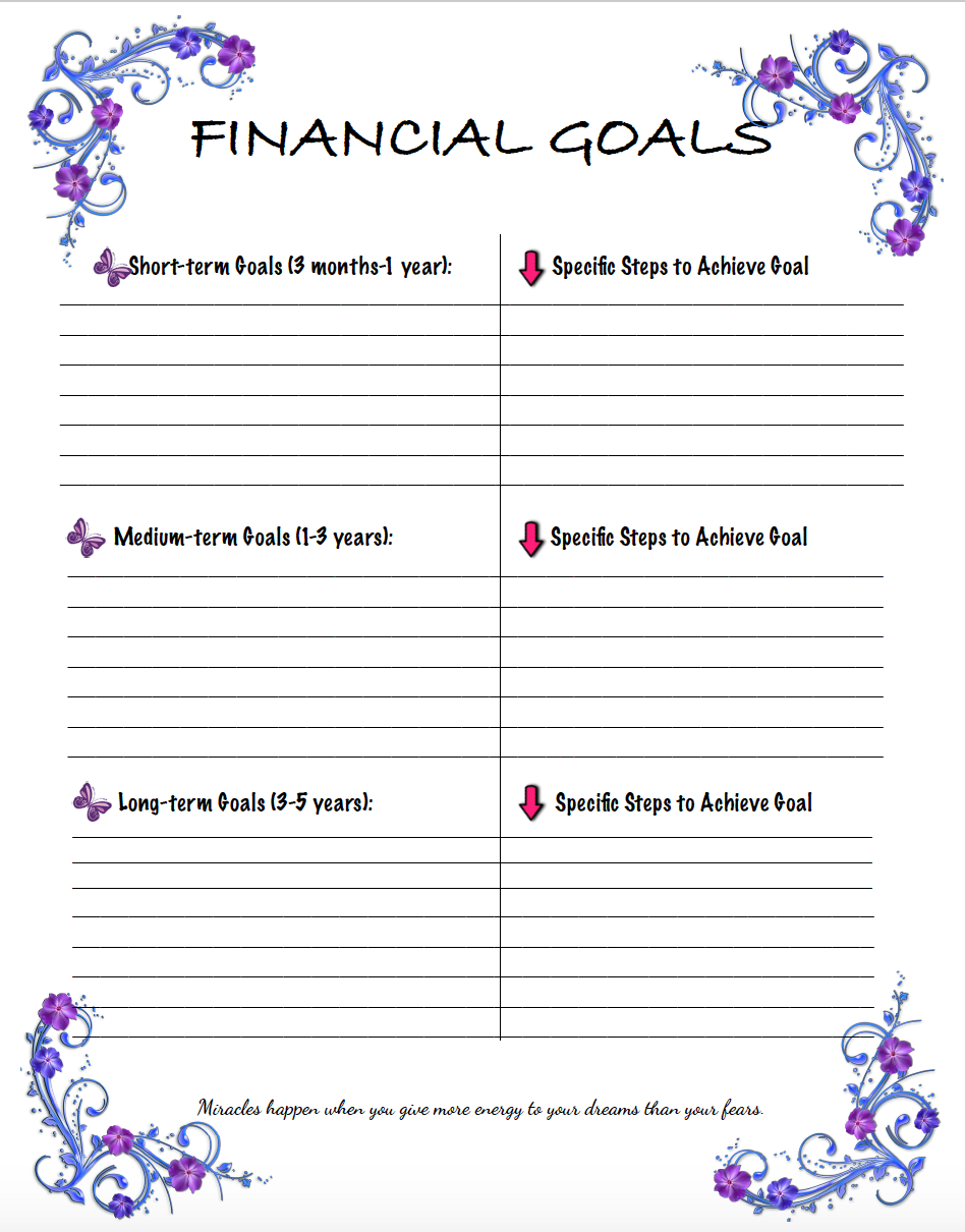 Goals Free Printable