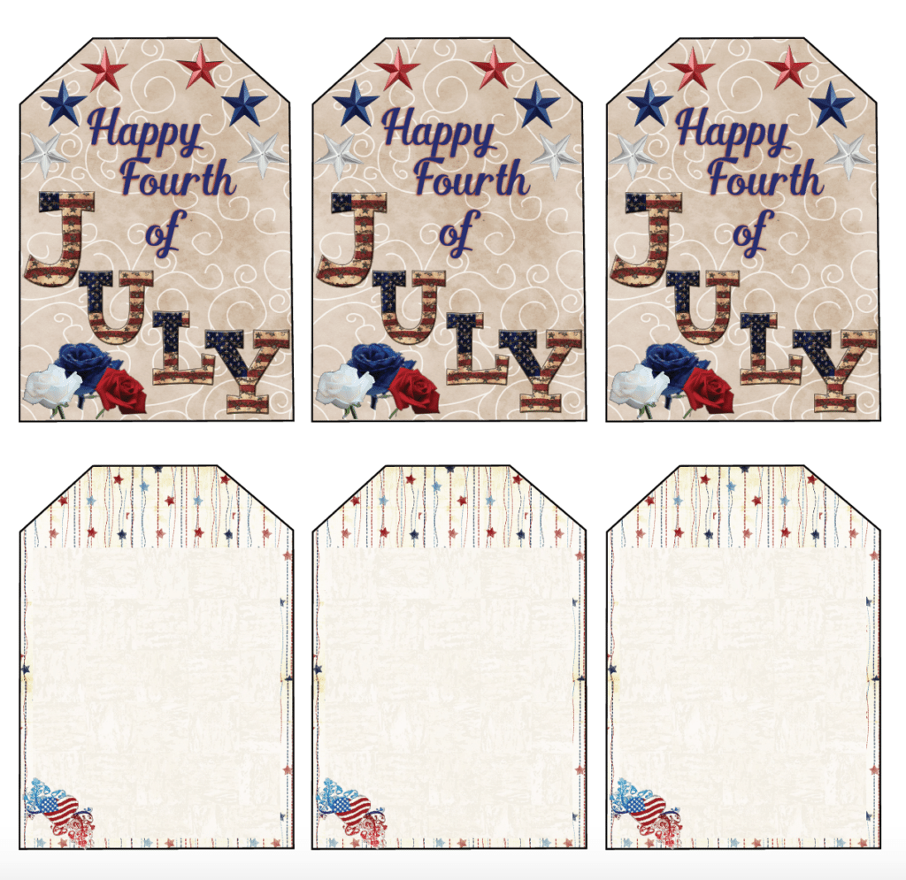 Free printable July 4th favor tags: 2 designs