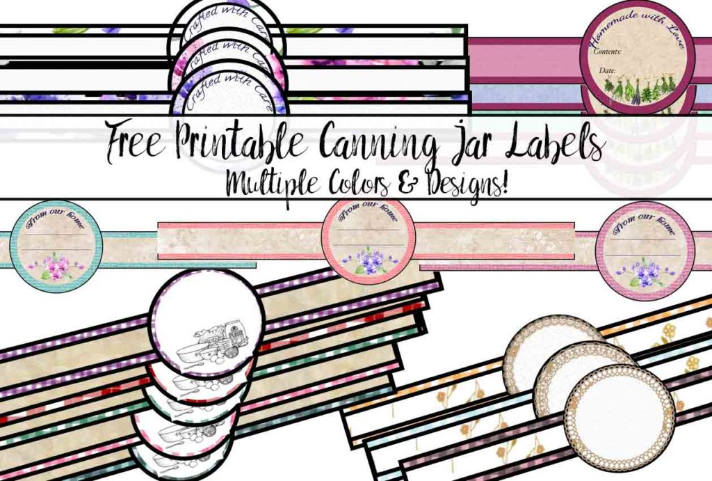 Free printable canning jar labels (band-type)! Multiple designs in multiple colors! Over 15 combinations.