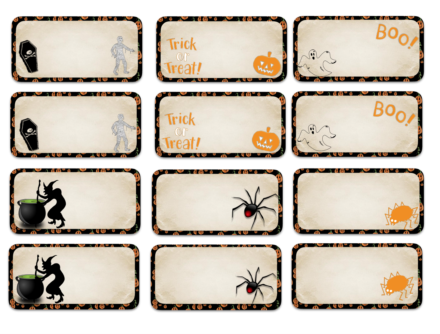 free printable halloween labels multiple sizes multiple