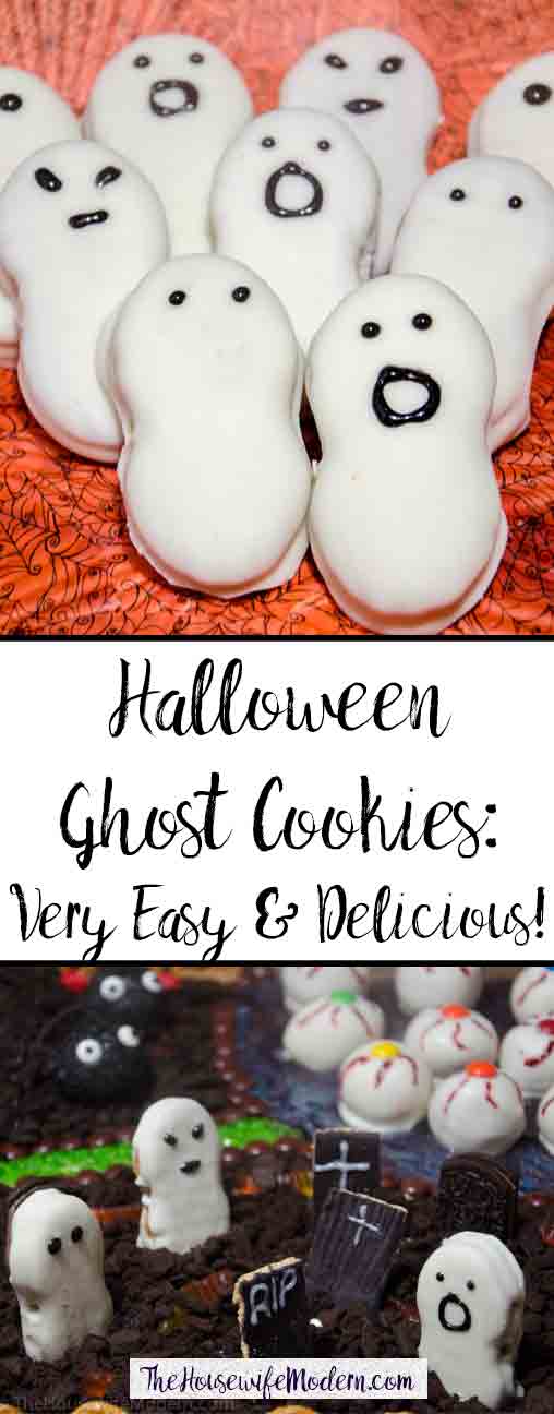 Halloween Ghosts_pin Halloween Ghost Cookies. Cute and very easy to make. Nutter Butters and white chocolate, 4 simple steps.