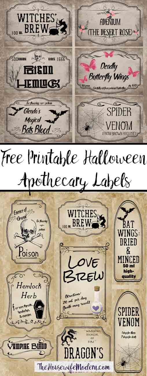 Free Printable Halloween Apothecary Labels 16 Designs plus Blanks!