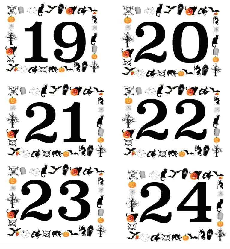 Free Printable Numbered Table