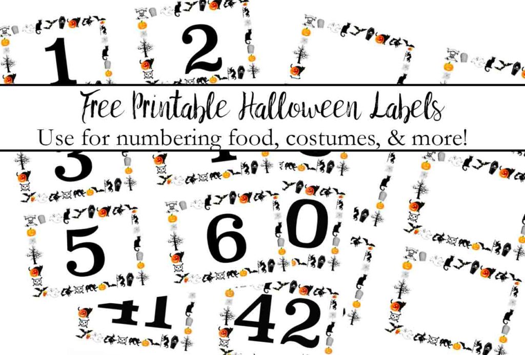Free Printable Halloween Numbered Labels Plus Blanks. Great for costume contests, pumpkin decorating contests, food labeling, ice breakers, & more.
