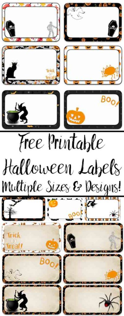 Halloween designed labels. Multiple sizes (2" x 1"; 3" x 1 &1/2"; and 3" x 2"), multiple designs. Great for labeling food, drinks, favors, etc.