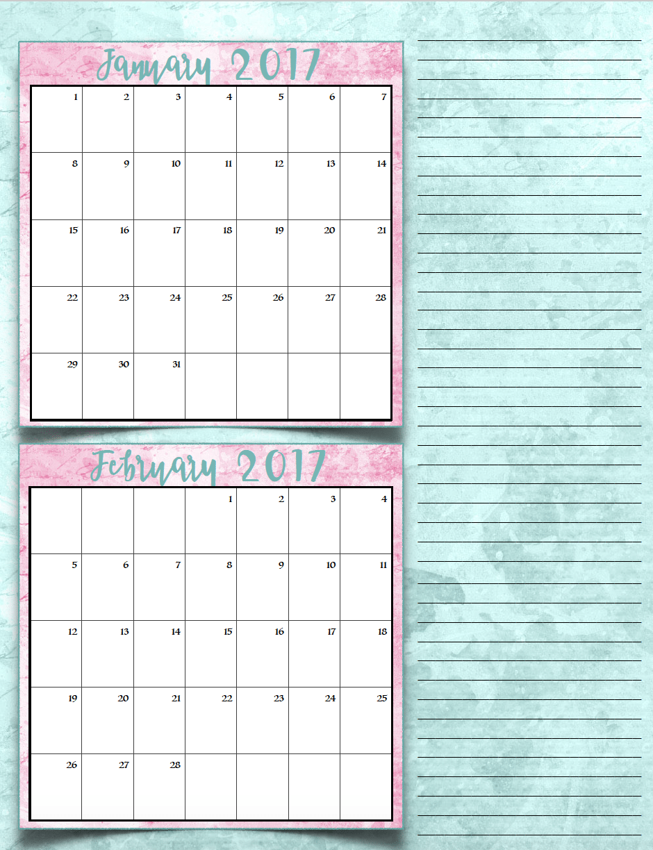 bimonthly1_2017_1_janfeb_png FREE Printable 2017 Bimonthly Calendars: 7 different designs; pick your favorite…plus links to more free printables.