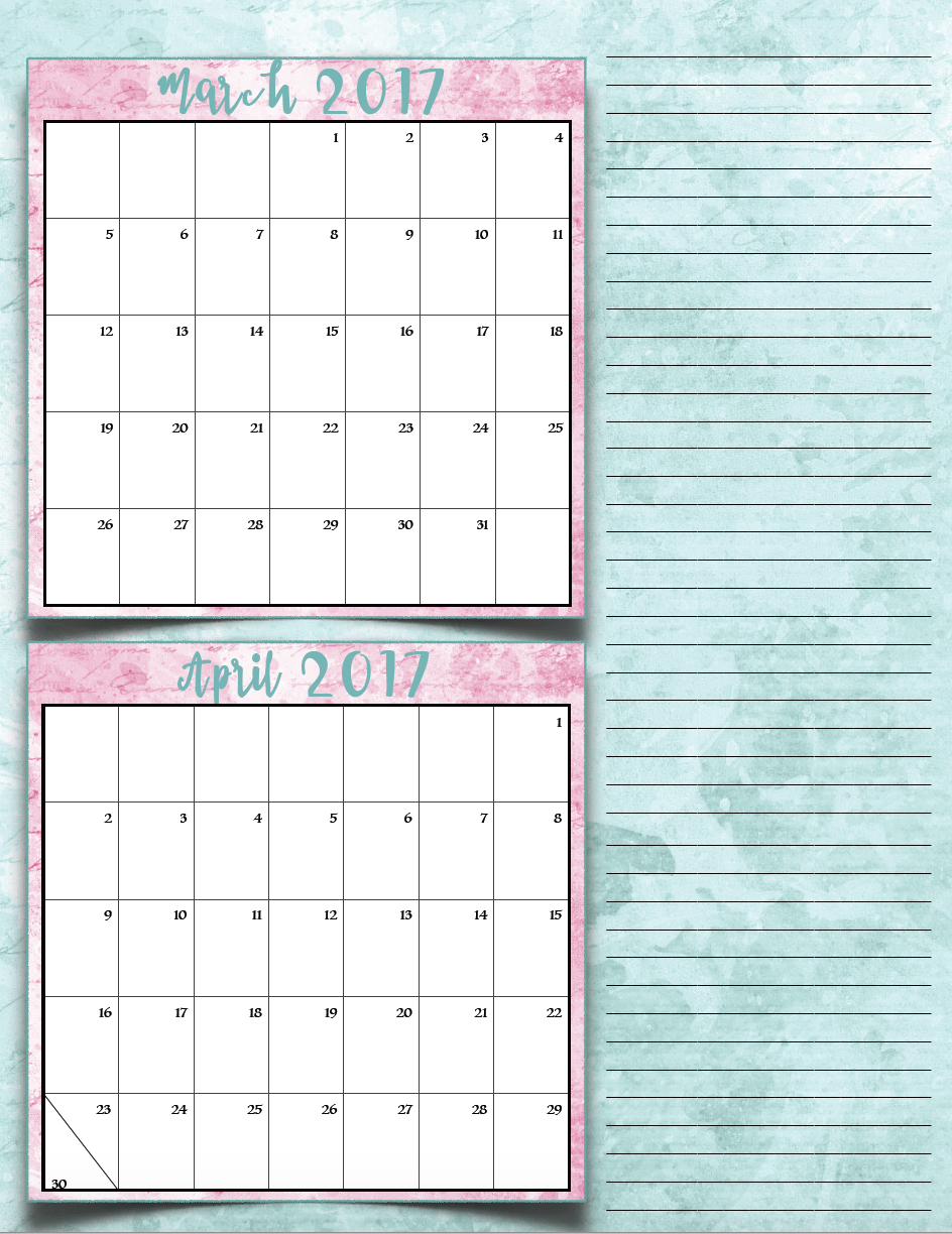 bimonthly1_2017_2_marapr_png FREE Printable 2017 Bimonthly Calendars: 7 different designs; pick your favorite…plus links to more free printables.