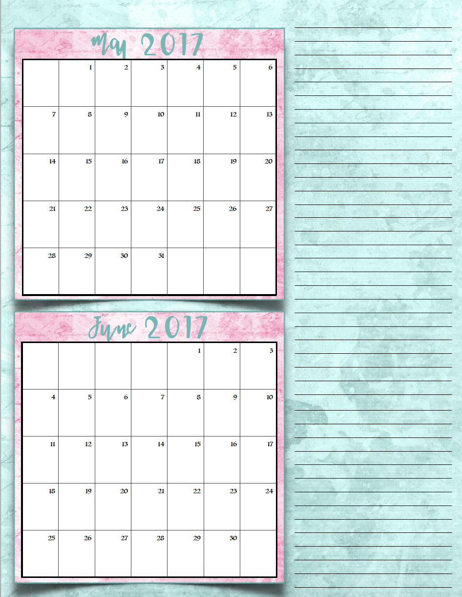 bimonthly1_2017_3_mayjune_png FREE Printable 2017 Bimonthly Calendars: 7 different designs; pick your favorite…plus links to more free printables.