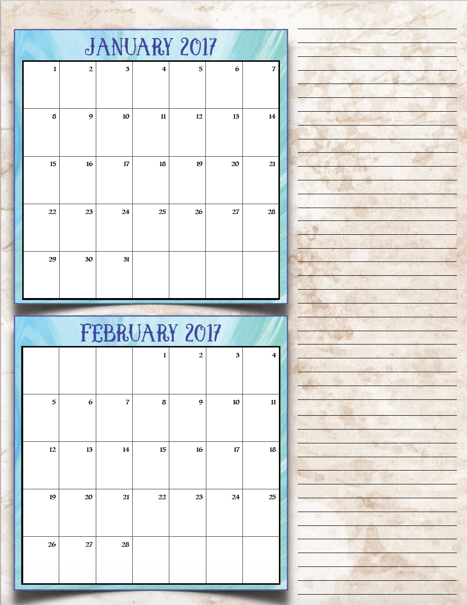bimonthly2_2017_1_janfeb_png FREE Printable 2017 Bimonthly Calendars: 7 different designs; pick your favorite…plus links to more free printables.
